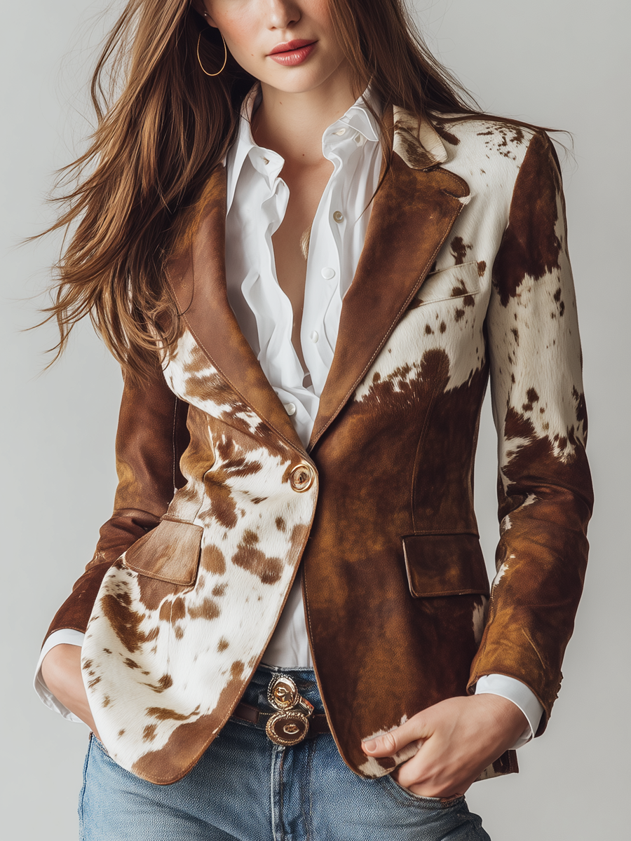 Agathe | Marynarka vintage z motywem krowim
