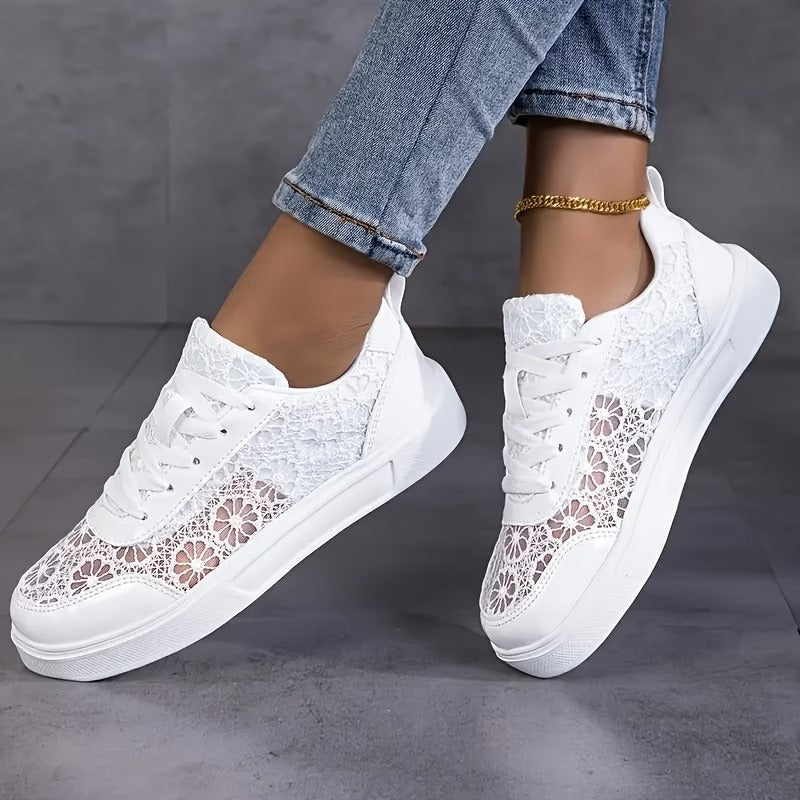 Wiktoria | Koronkowe Sneakersy Kwiatowe