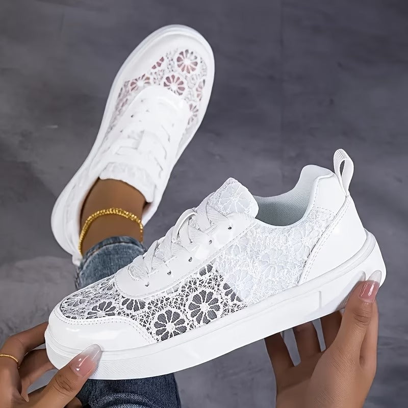 Wiktoria | Koronkowe Sneakersy Kwiatowe