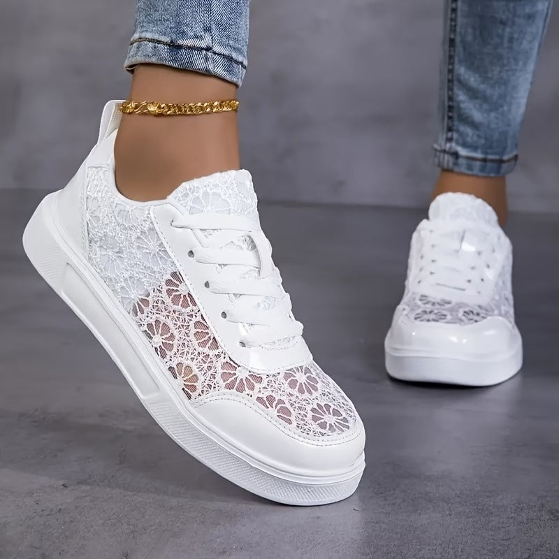 Wiktoria | Koronkowe Sneakersy Kwiatowe