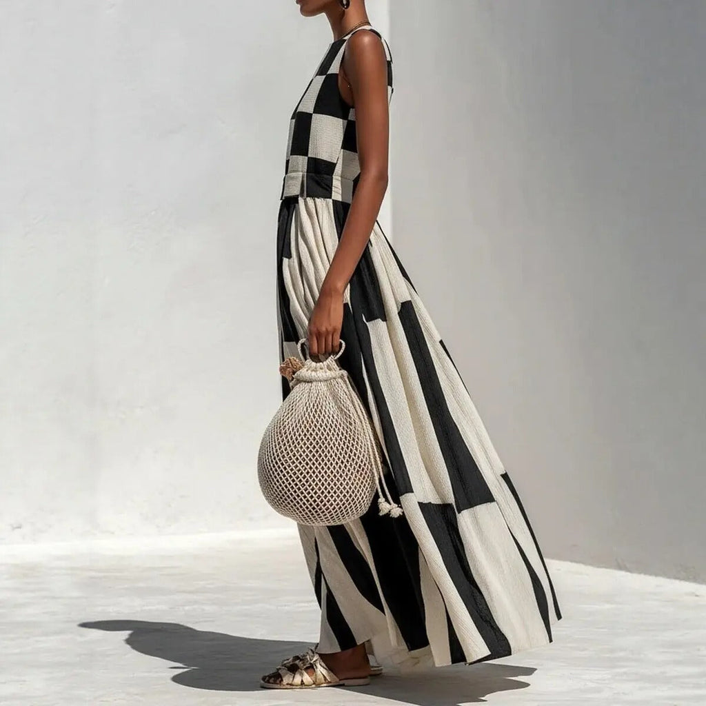 Dorota | Sukienka maxi geometryczna