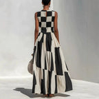 Dorota | Sukienka maxi geometryczna