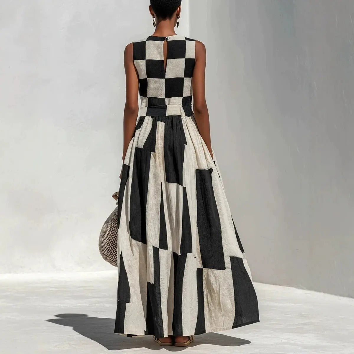 Dorota | Sukienka maxi geometryczna