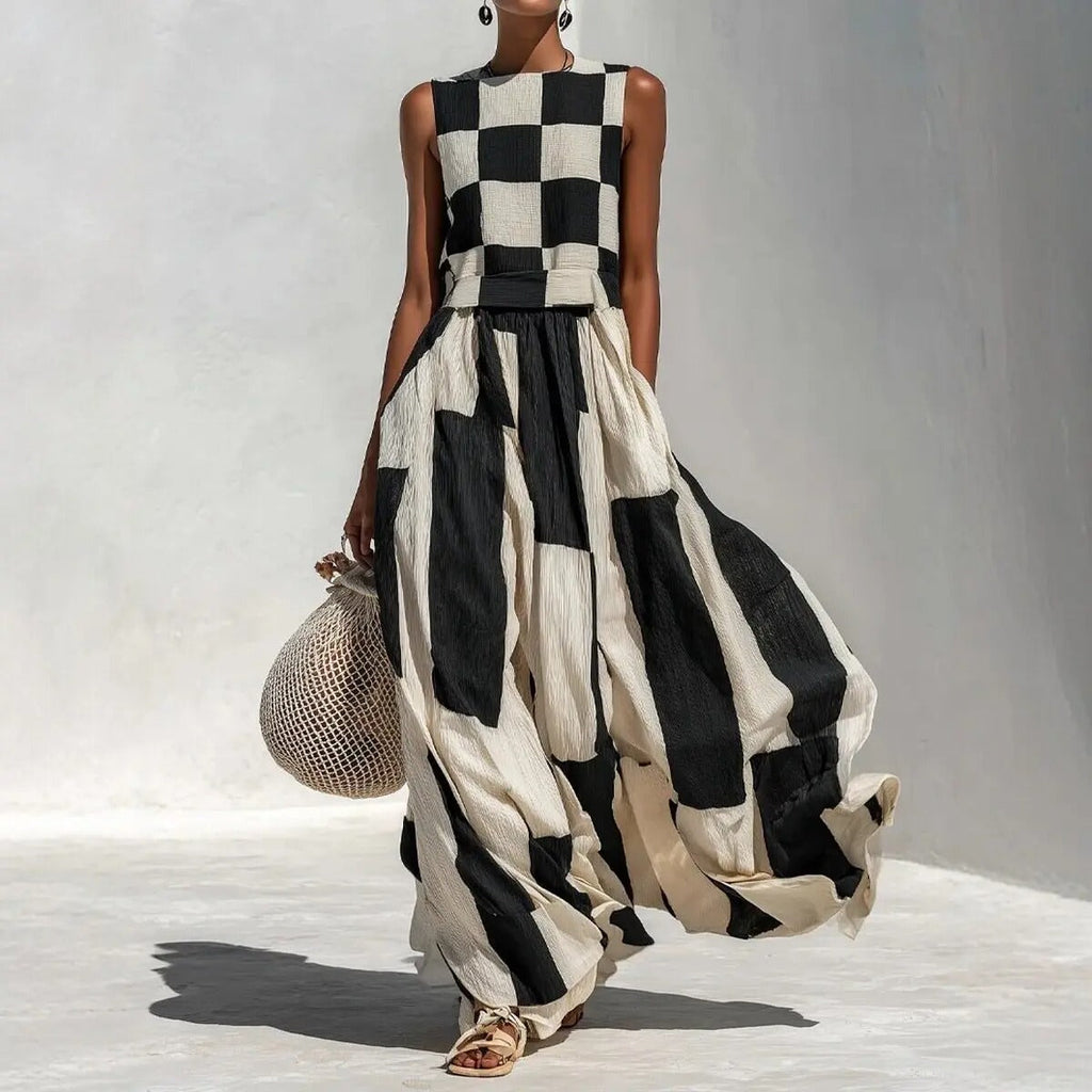 Dorota | Sukienka maxi geometryczna