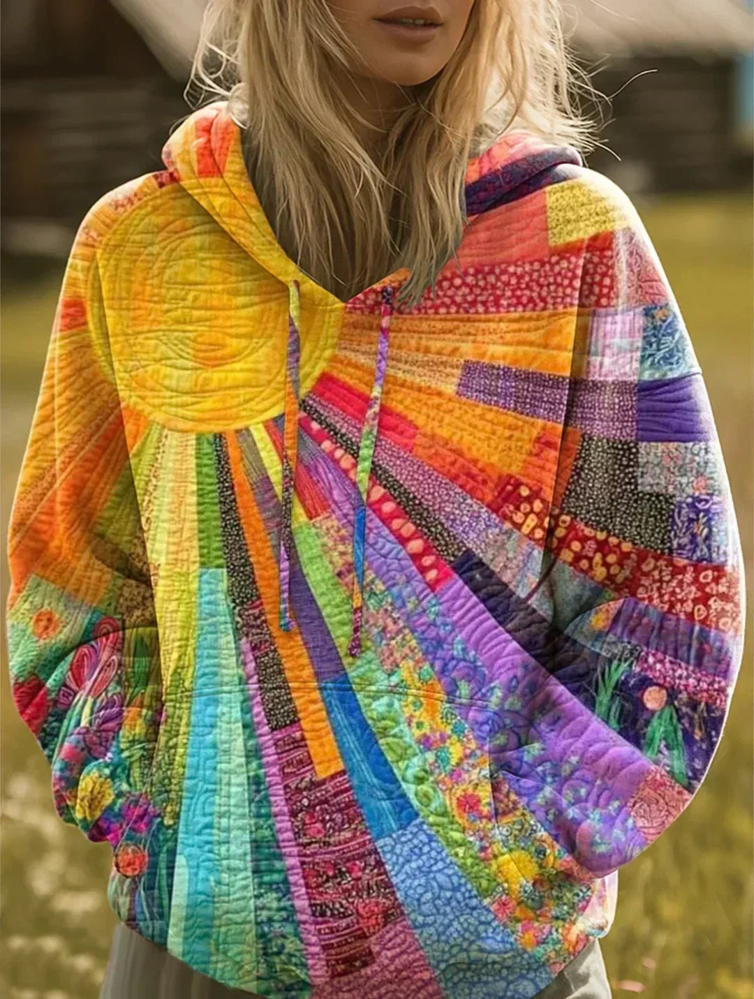 Aurora™ | Bluza Patchwork z Kapturem